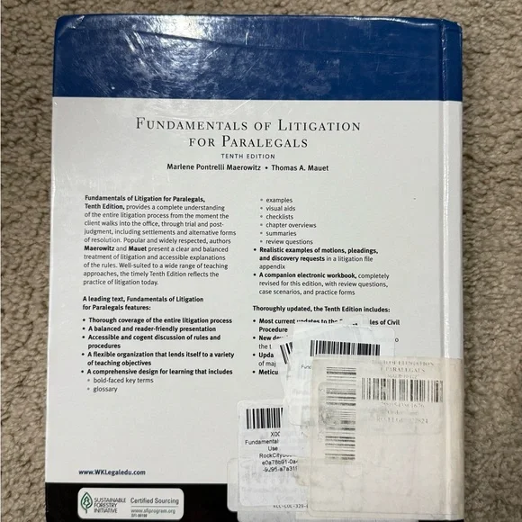 Fundamentals of Litigation for Paralegals Book